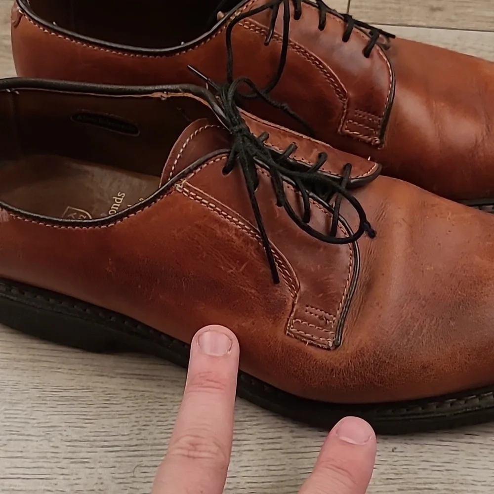 ALLEN EDMONDS Brown‎ Leather Badlands Sz 8.5 D Oxford Casual Mens Shoes